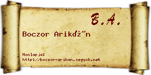 Boczor Arikán névjegykártya